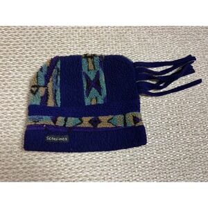 Vintage Screamer Fleece Beanie Hat Southwestern Geometric Tassel snowboard